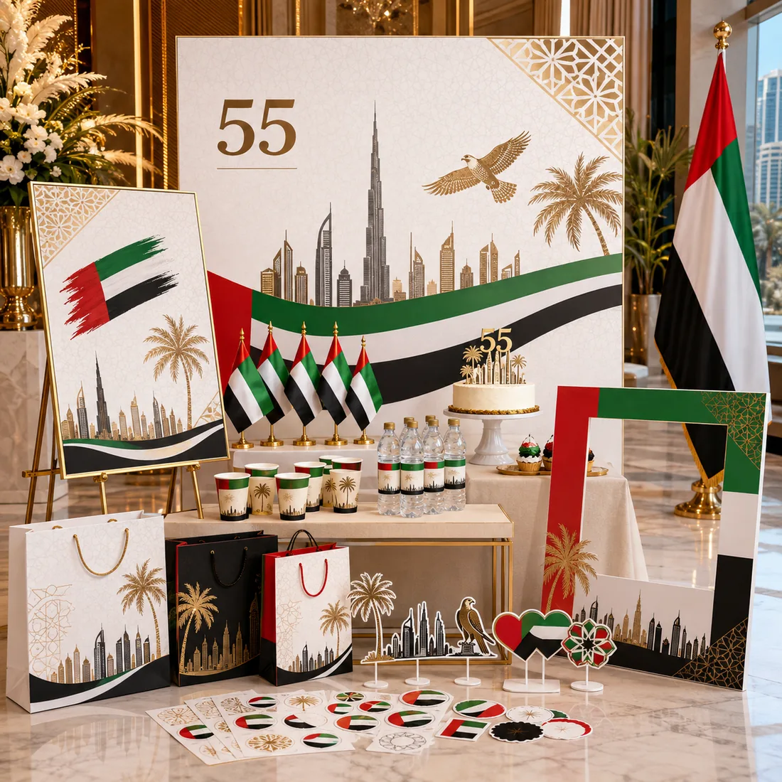 Styled UAE National Day table display, for inspiration
