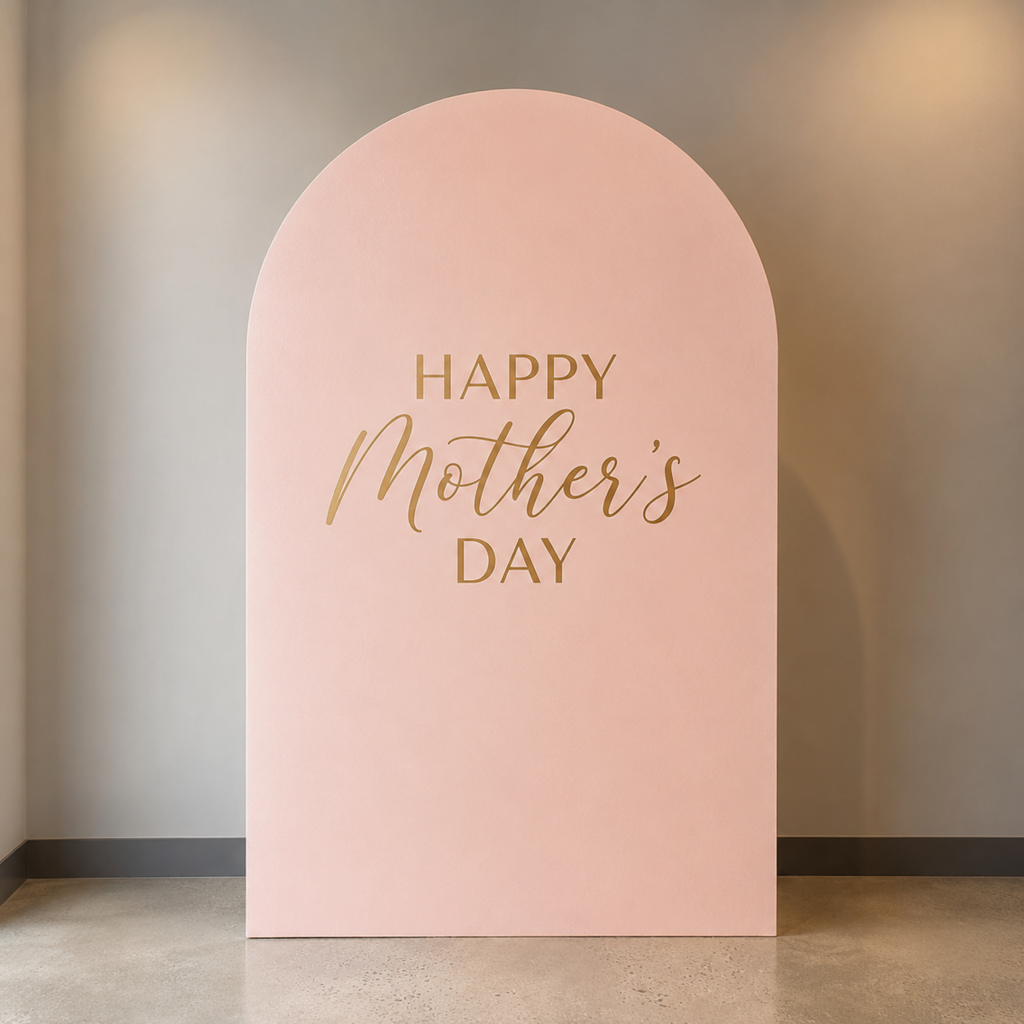 Personalized Happy Mother’s Day Pink Arch Backdrop – 1 Piece