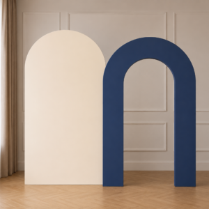 Personalized Minimal Navy & Cream Double Arch Event Backdrop Set – 2 Pieces
