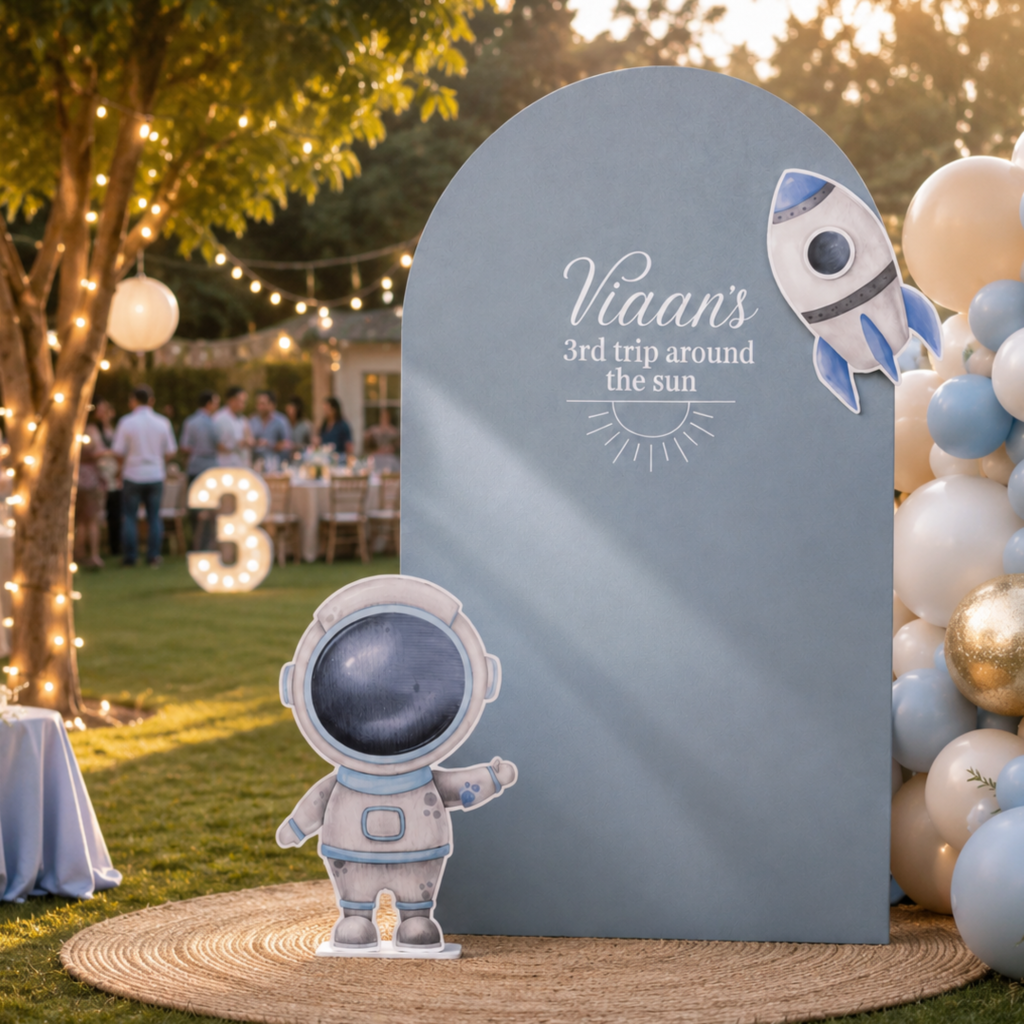 Custom Space Theme Birthday Backdrop & Cutout Set