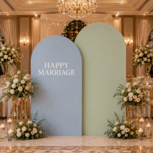 Personalized Happy Marriage Double Arch Wedding Backdrop Set – 2 Pieces