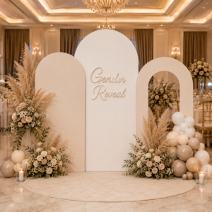 Personalized Gender Reveal Arch Backdrop Set β 3 Pieces