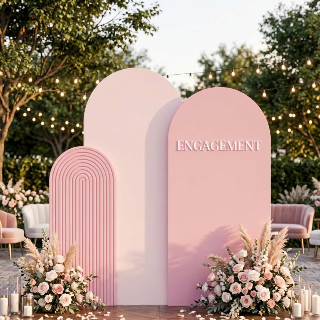Personalized Blush Pink 3-Piece Arch Event Backdrop Set