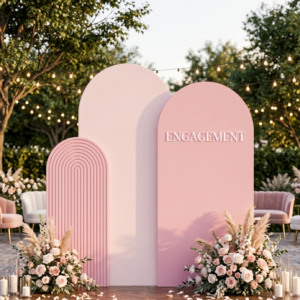 Personalized Blush Pink 3-Piece Arch Event Backdrop Set