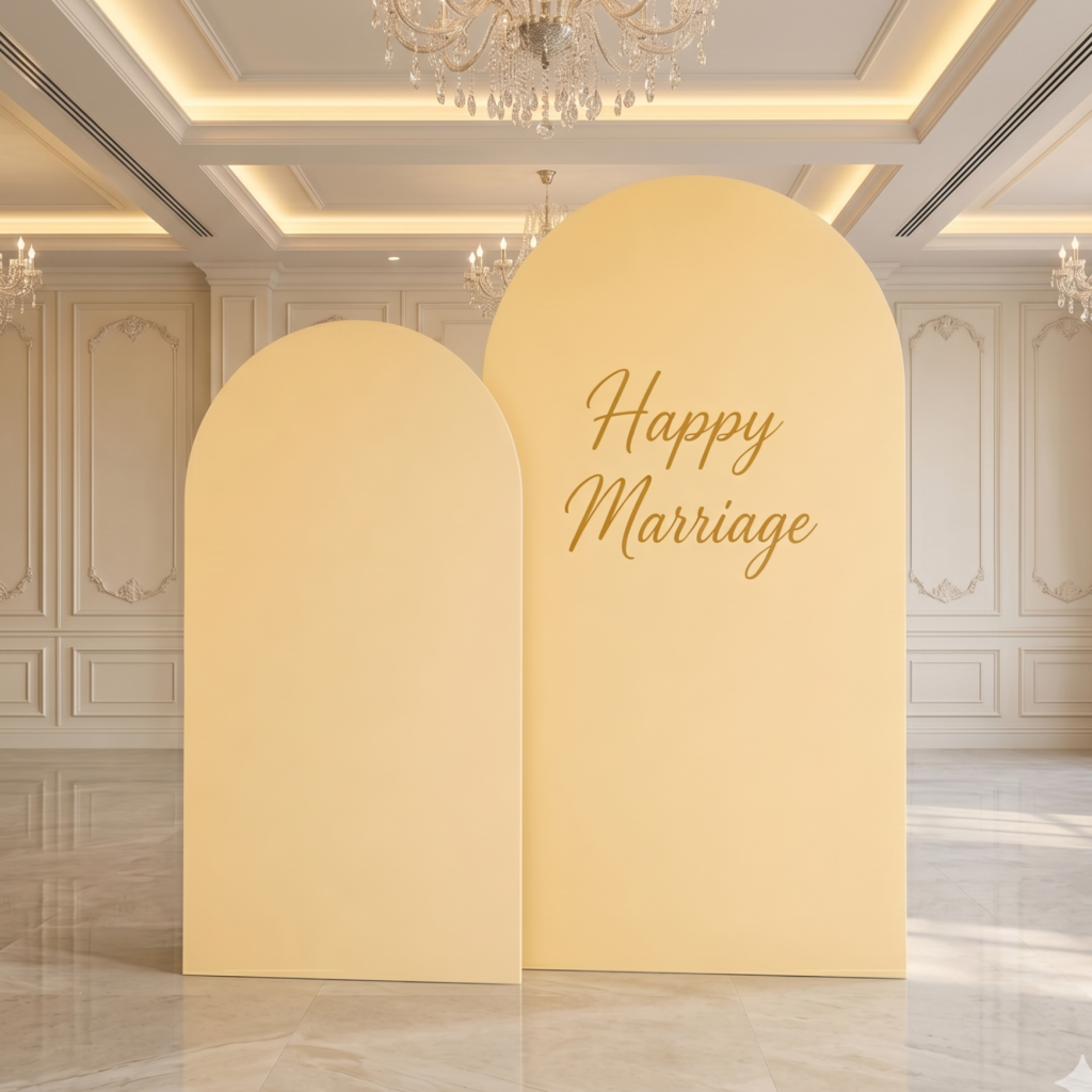 Personalized Happy Marriage 2-Piece Arch Wedding Backdrop Set