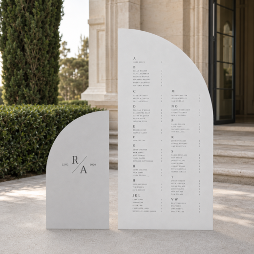 White & Grey Wedding Seating Chart Board Set – Modern Guest List Display