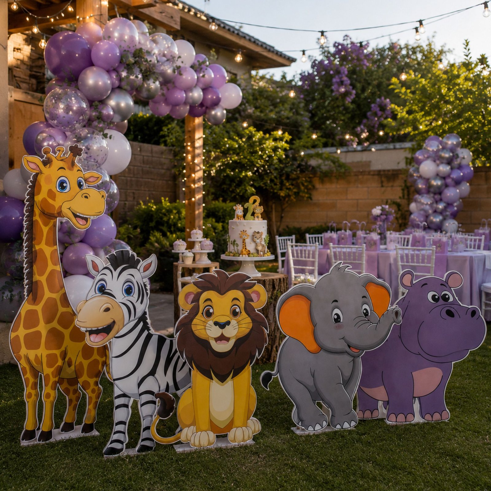 Safari Animal Character Cutout Collection with Giraffe, Zebra, Lion - Image 2
