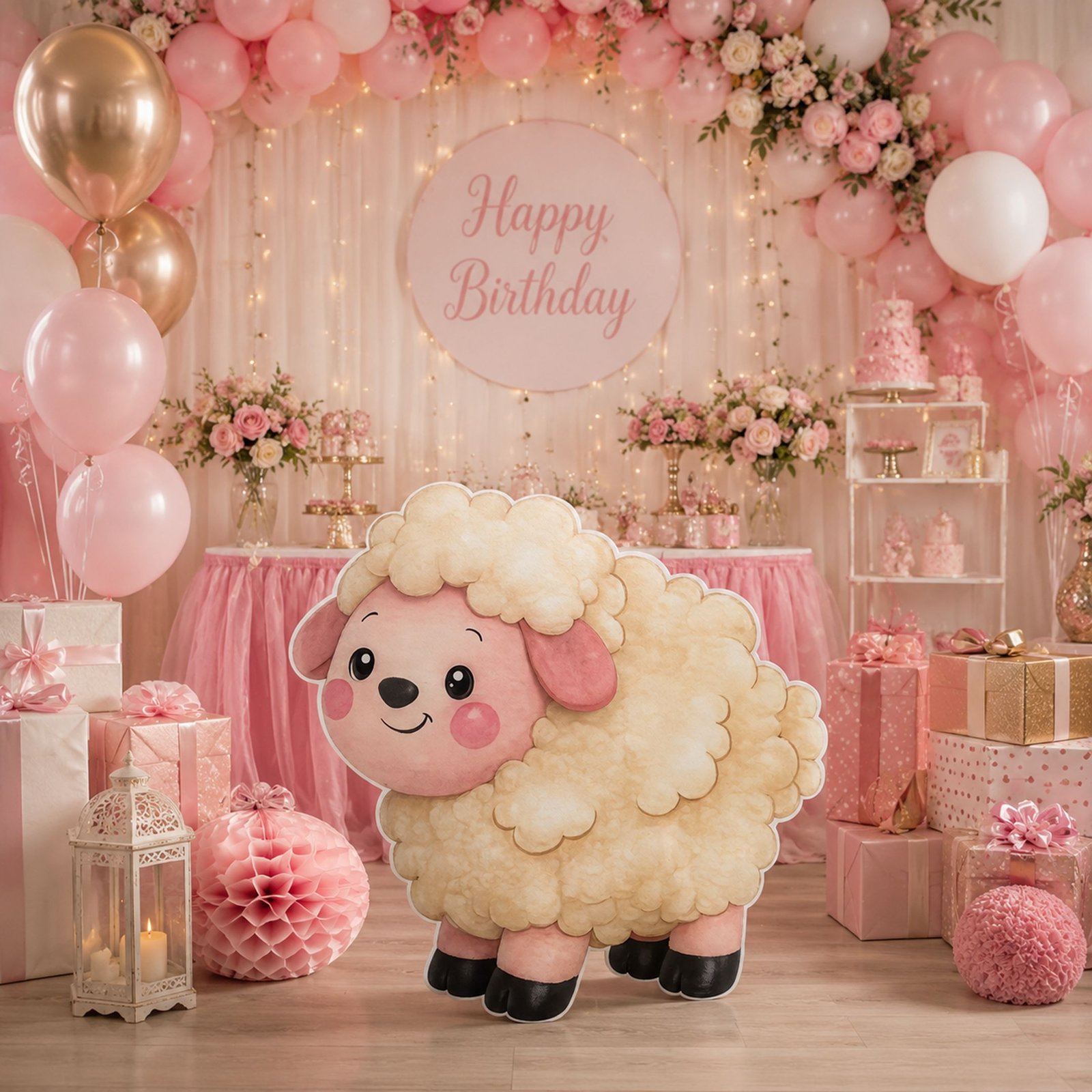 Cute Sheep Character Cutout – Soft Farm Birthday Party Standee – 1 Piece - Image 3