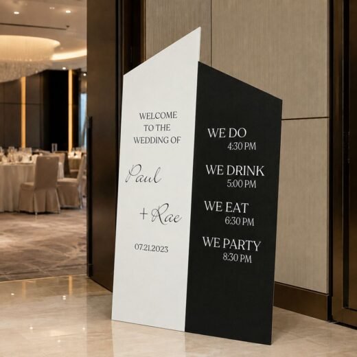 Black & White Folded Style Wedding Welcome Sign Set – Modern Reception