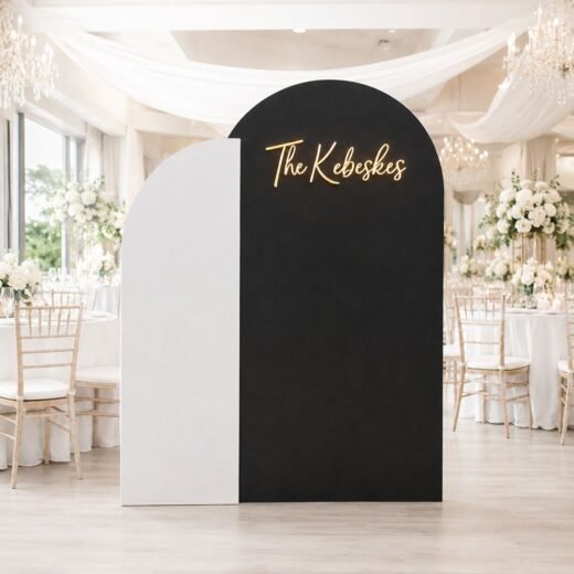 Black & White Arch Wedding Welcome Board Set – Themed Reception Display