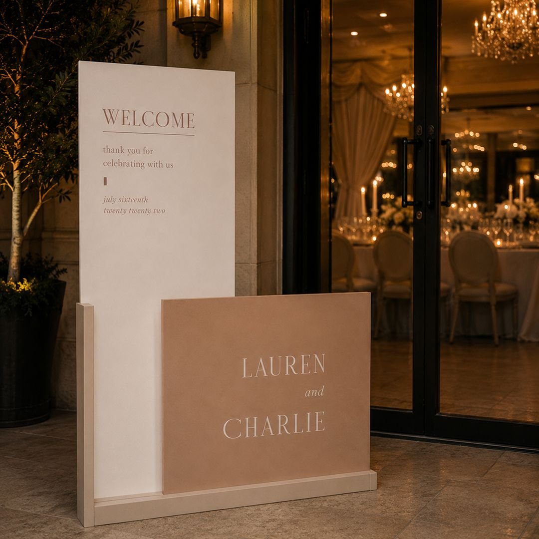 White & Beige Wedding Welcome Board Set – Elegant Couple Entrance Signage - Image 2