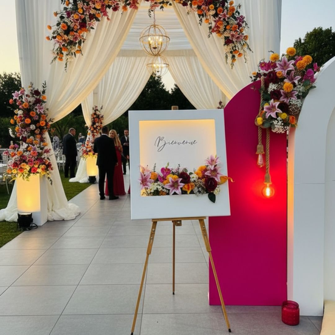 Floral Wedding Welcome Board on Easel Reception Sign – 1 Piece - Image 2
