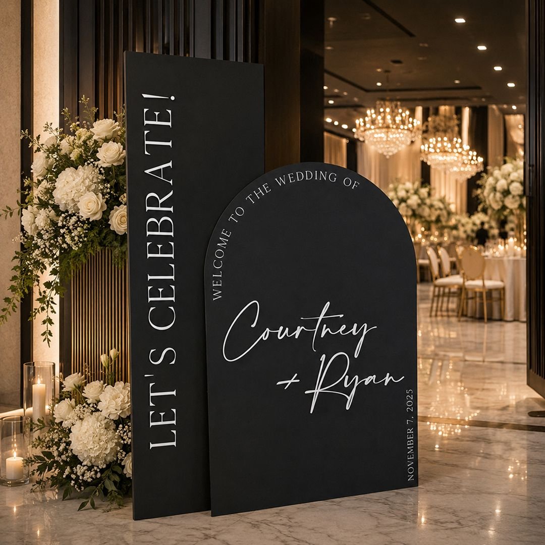Black & White Celebration Welcome Board Set – Modern Couple Entrance - Image 3