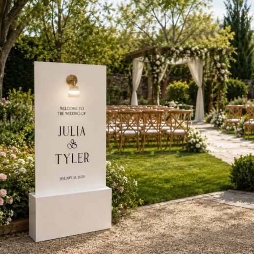 Minimal White Couple Welcome Board Wedding Entrance Sign – 1 Piece