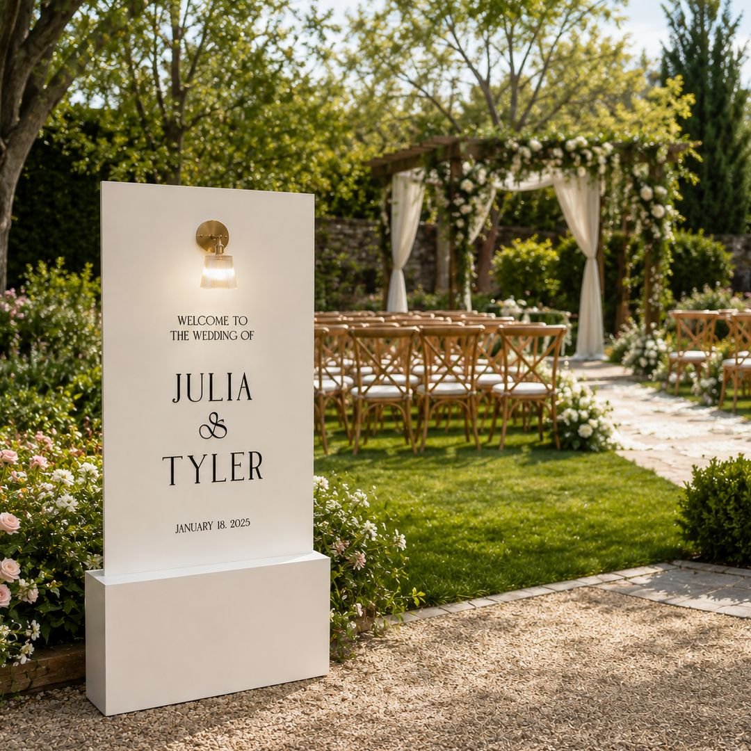Minimal White Couple Welcome Board Wedding Entrance Sign – 1 Piece