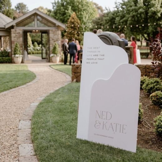Soft Pink Organic Arch Wedding Welcome Board Wedding Sign – 1 Piece