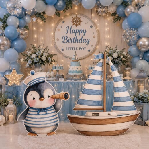 Sailor Penguin & Sailboat Nautical Cutout Set – Little Boy Birthday