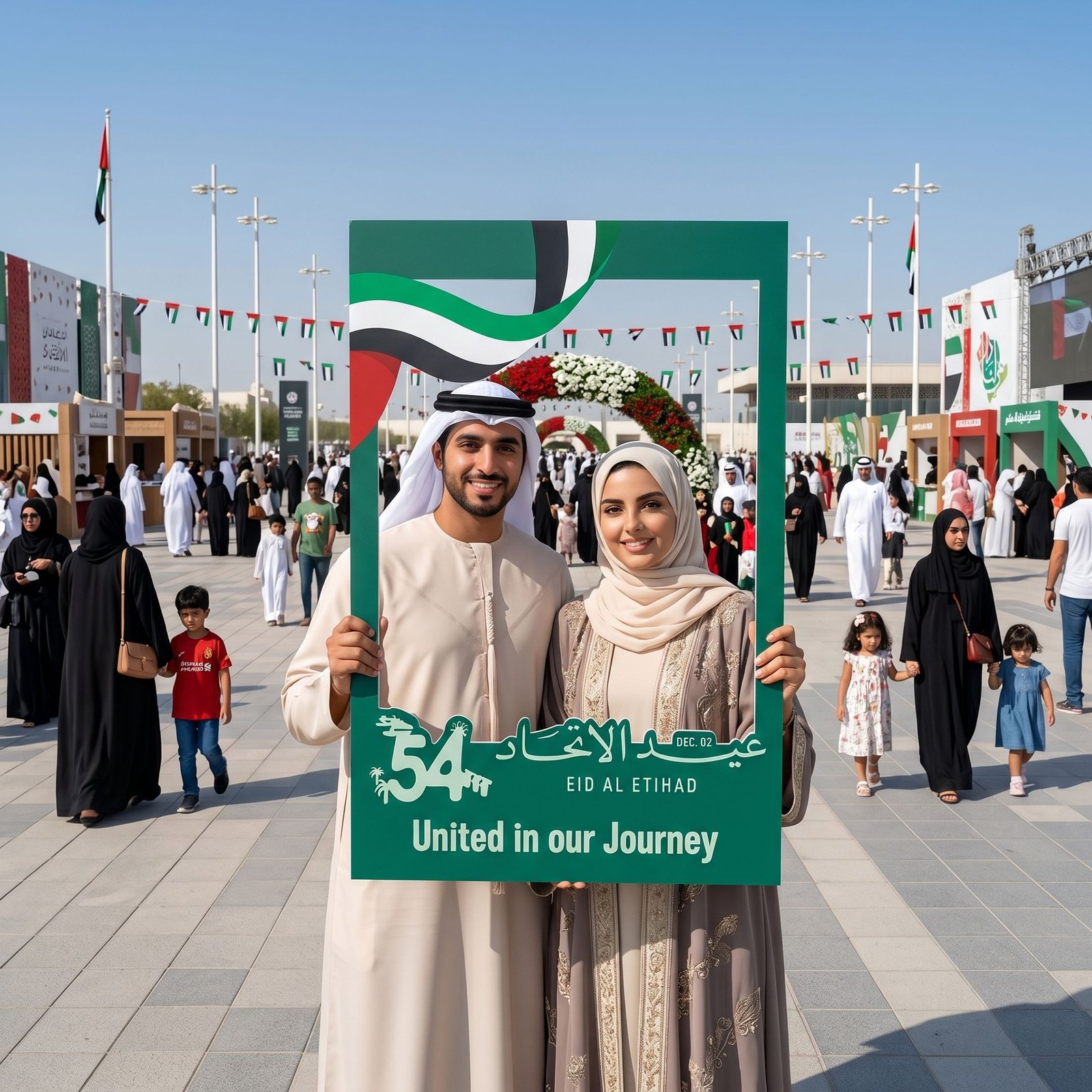 UAE National Day Selfie Frame with Flag Colours and Journey Theme – 1 Piece - Image 3