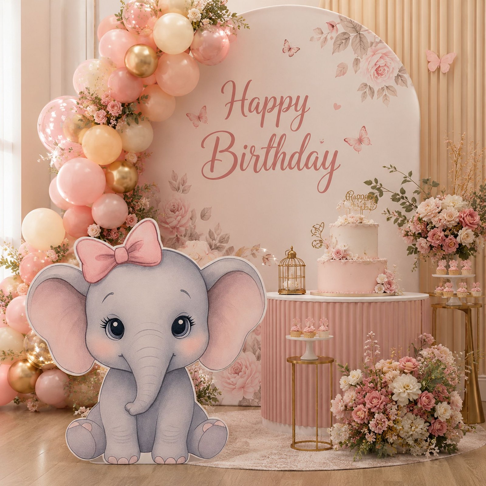 Baby Elephant Character Cutout – Soft Safari Birthday Party Standee – 1 - Image 2