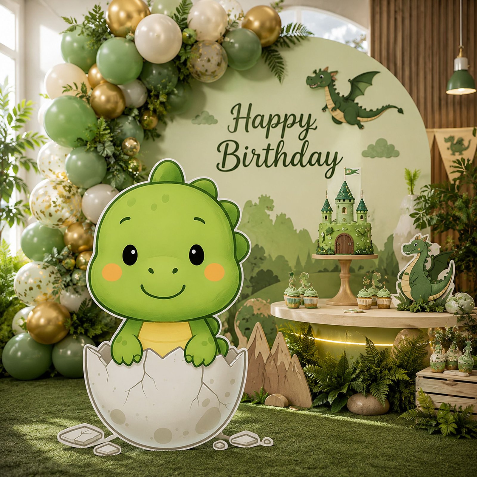 Baby Dinosaur Egg Character Cutout – Dino Hatch Birthday Party Standee – 1