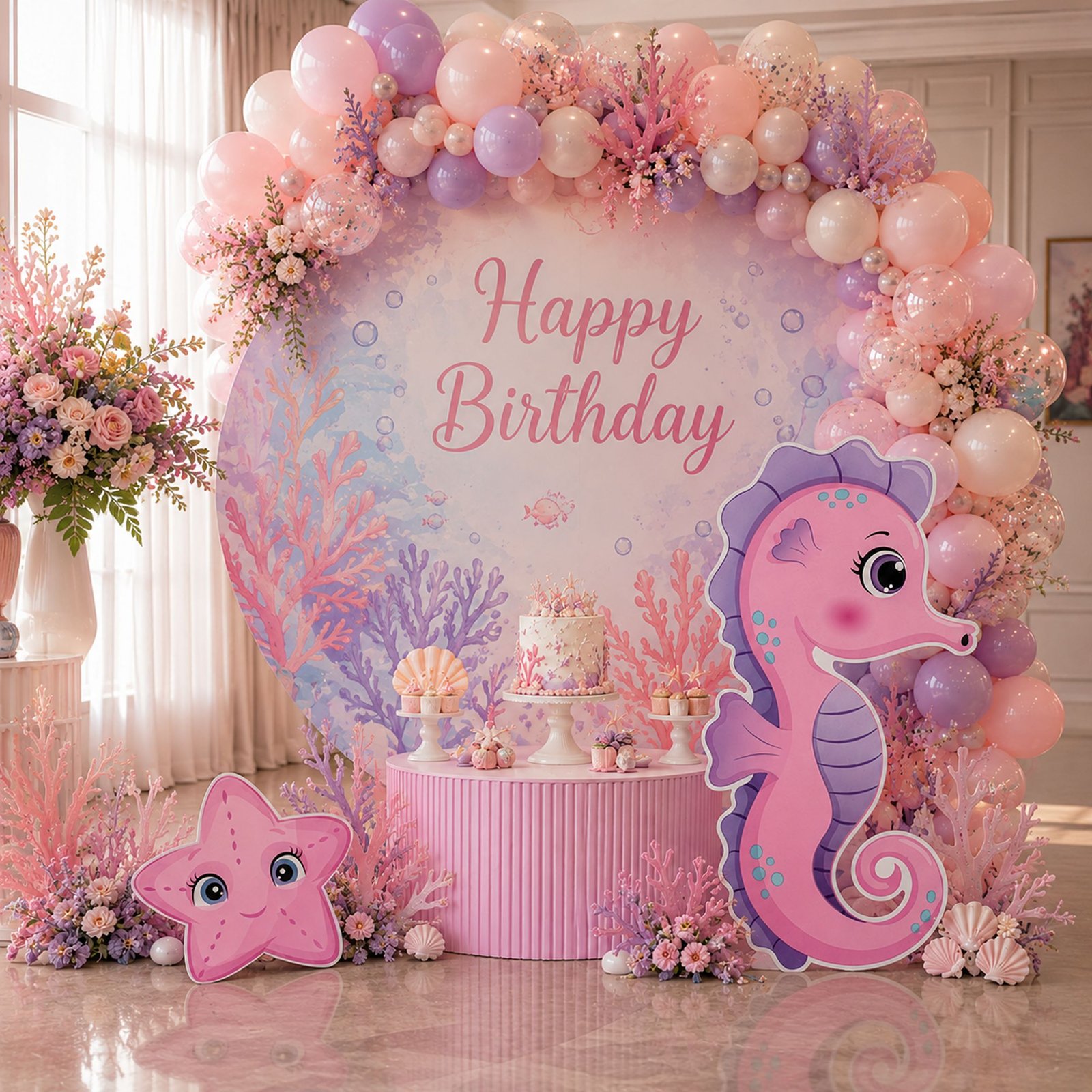 Seahorse & Starfish Undersea Character Cutout Set – Ocean Party Display