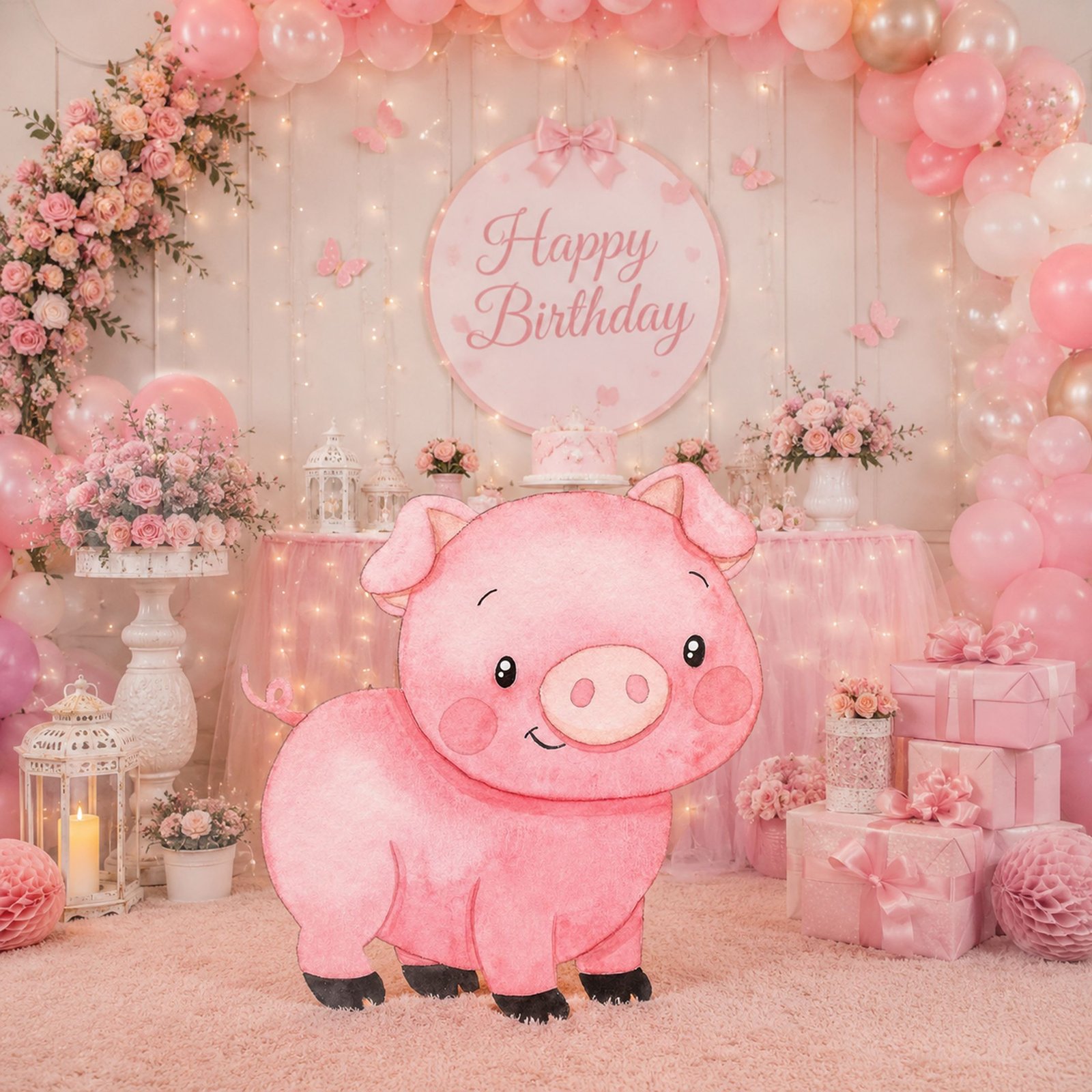 Pink Pig Birthday Character Cutout – Farm Party Standee – 1 Piece - Image 2
