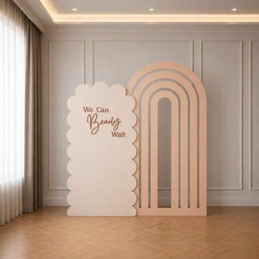 Teddy Baby Shower Backdrop Set with Personalised Name Cutout – 3 Pieces