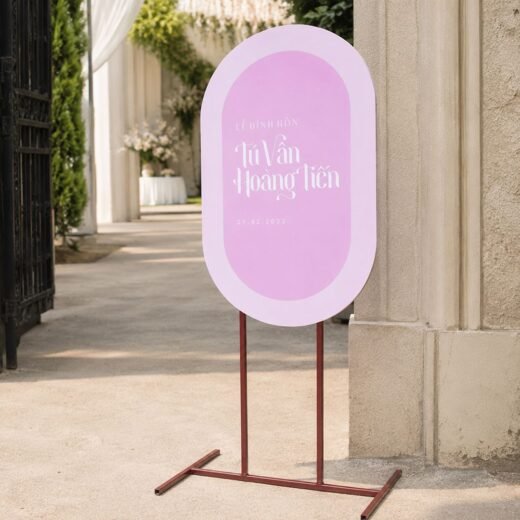 Pink Oval Welcome Sign on Stand – Soft Birthday or Event Entrance Board