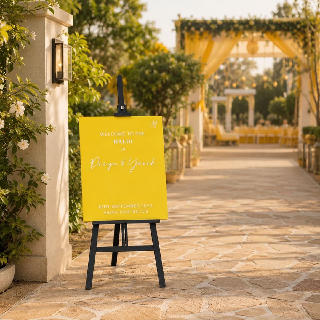 Bright Yellow Welcome Board on Easel – Custom Event Entrance Sign – 1 Piece - Image 2