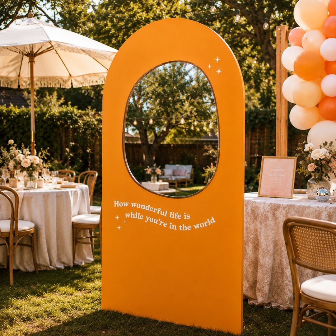 Orange Arch Wedding Welcome Board – Bold Garden Party Entrance Sign – 1 - Image 3