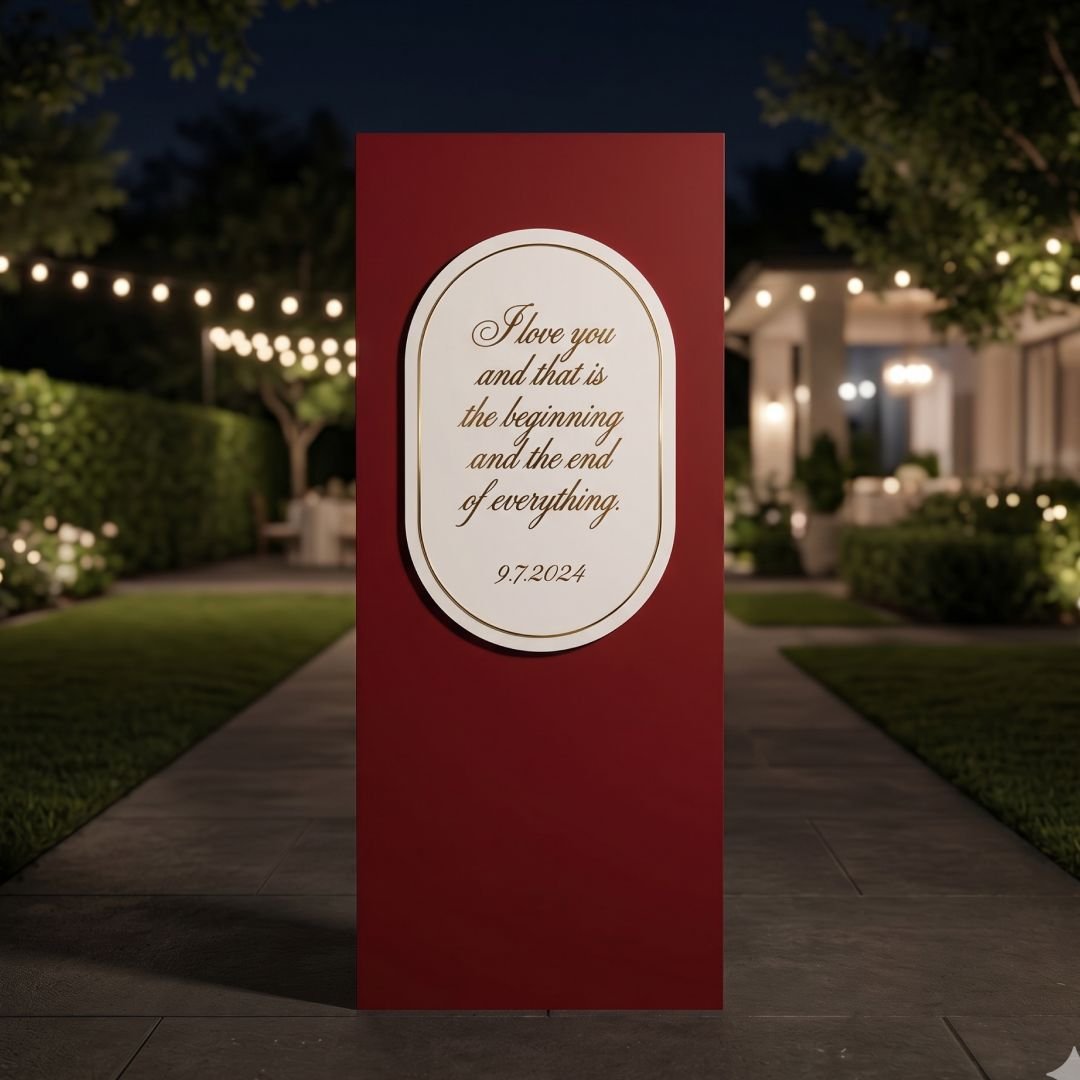 Burgundy Tall Wedding Welcome Board – Luxury Evening Entrance Sign – 1 - Image 2