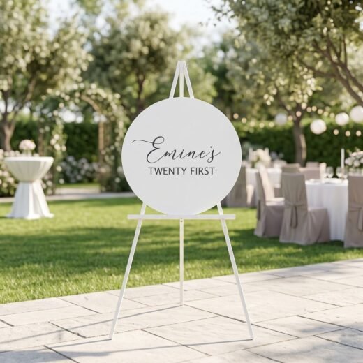 Round Wedding Welcome Sign on Easel Ceremony Board – 1 Piece