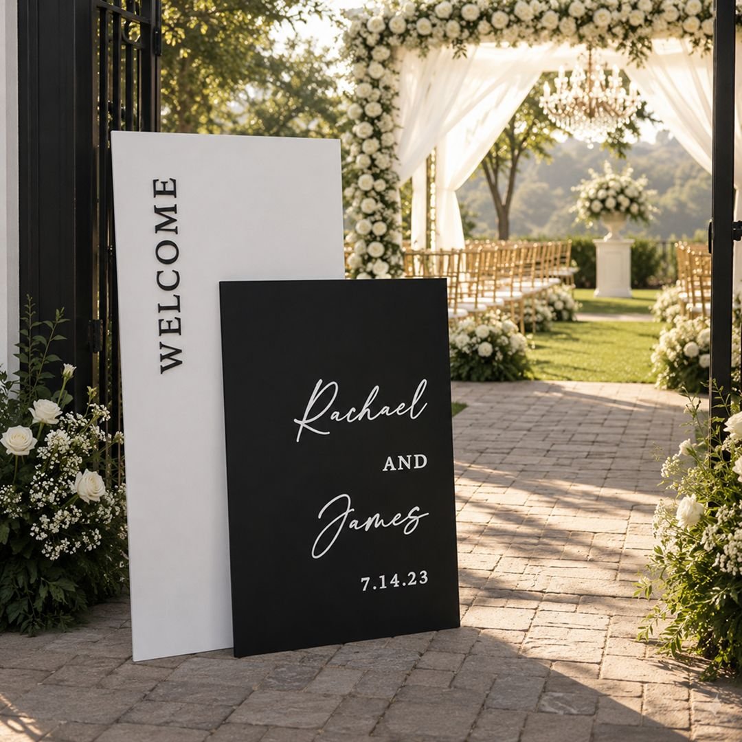 Black & White Modern Wedding Welcome Board Set – Friends & Family Entrance - Image 3