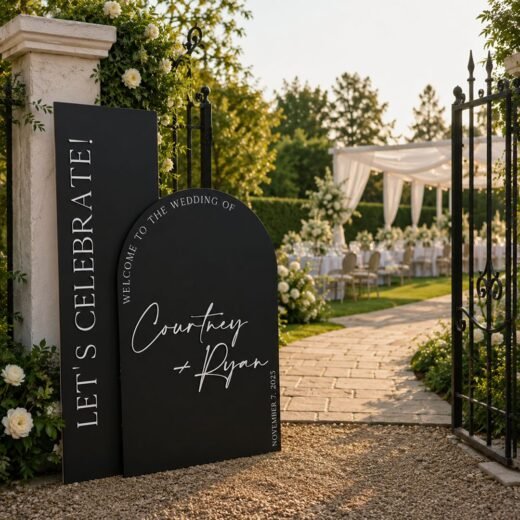 Black & White Celebration Welcome Board Set – Modern Couple Entrance