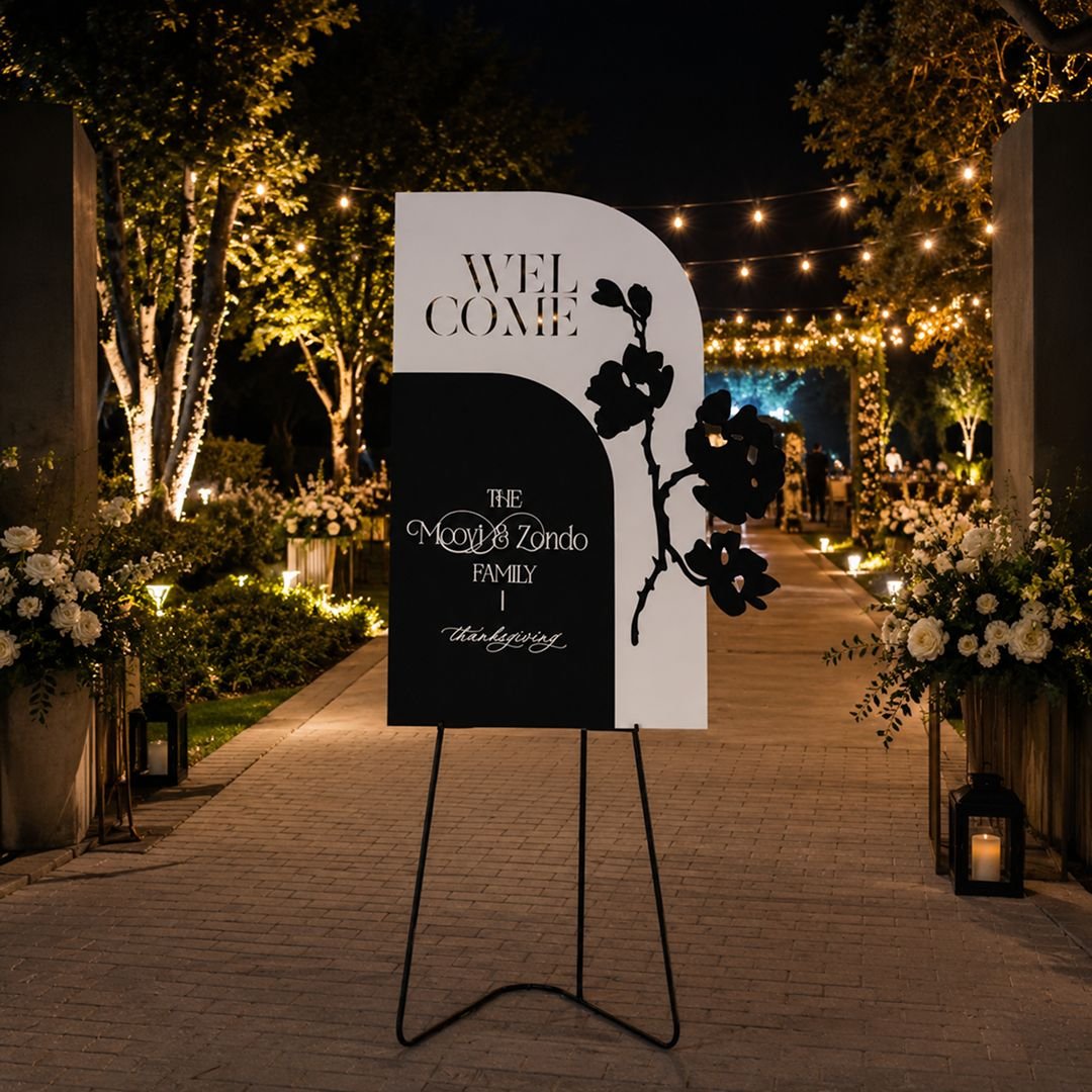 Black Arch Wedding Welcome Board Reception Entrance Sign – 1 Piece - Image 3