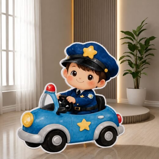 Police Car Driver Character Cutout – Blue Patrol Birthday Party Standee