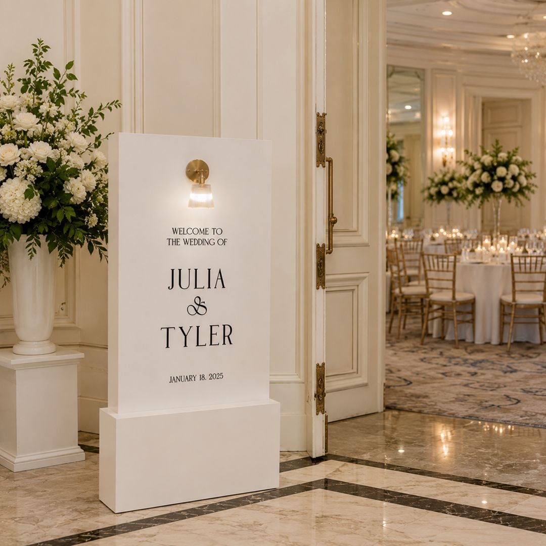 Minimal White Couple Welcome Board Wedding Entrance Sign – 1 Piece - Image 3