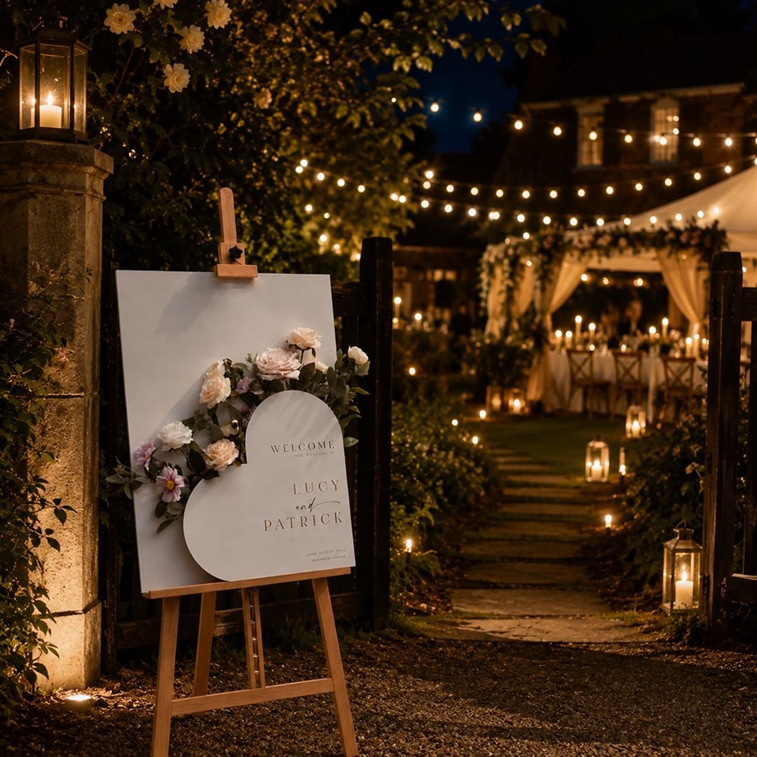 Arched Floral Wedding Welcome Board on Easel – Premium Entrance Sign – 1 - Image 3