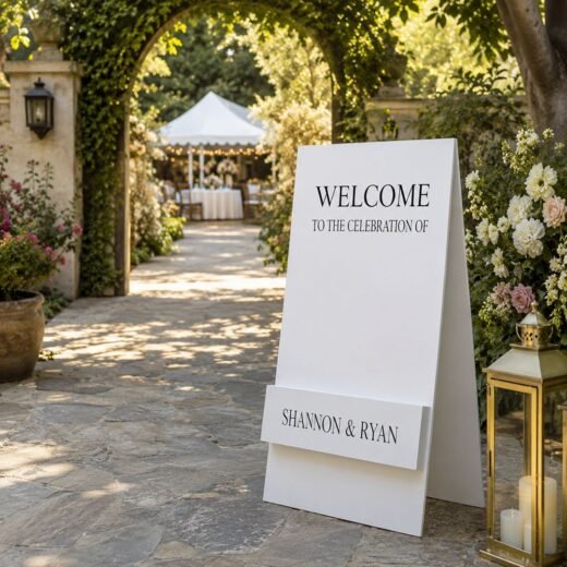 Minimal White Celebration Welcome Board – Clean Luxury Event Sign – 1 Piece