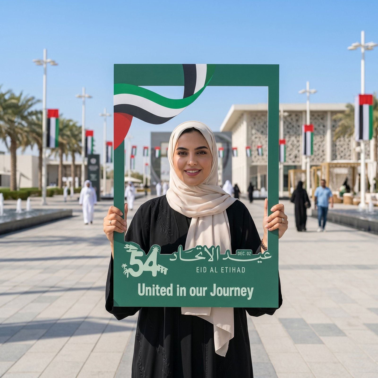 UAE National Day Selfie Frame with Flag Colours and Journey Theme – 1 Piece - Image 2