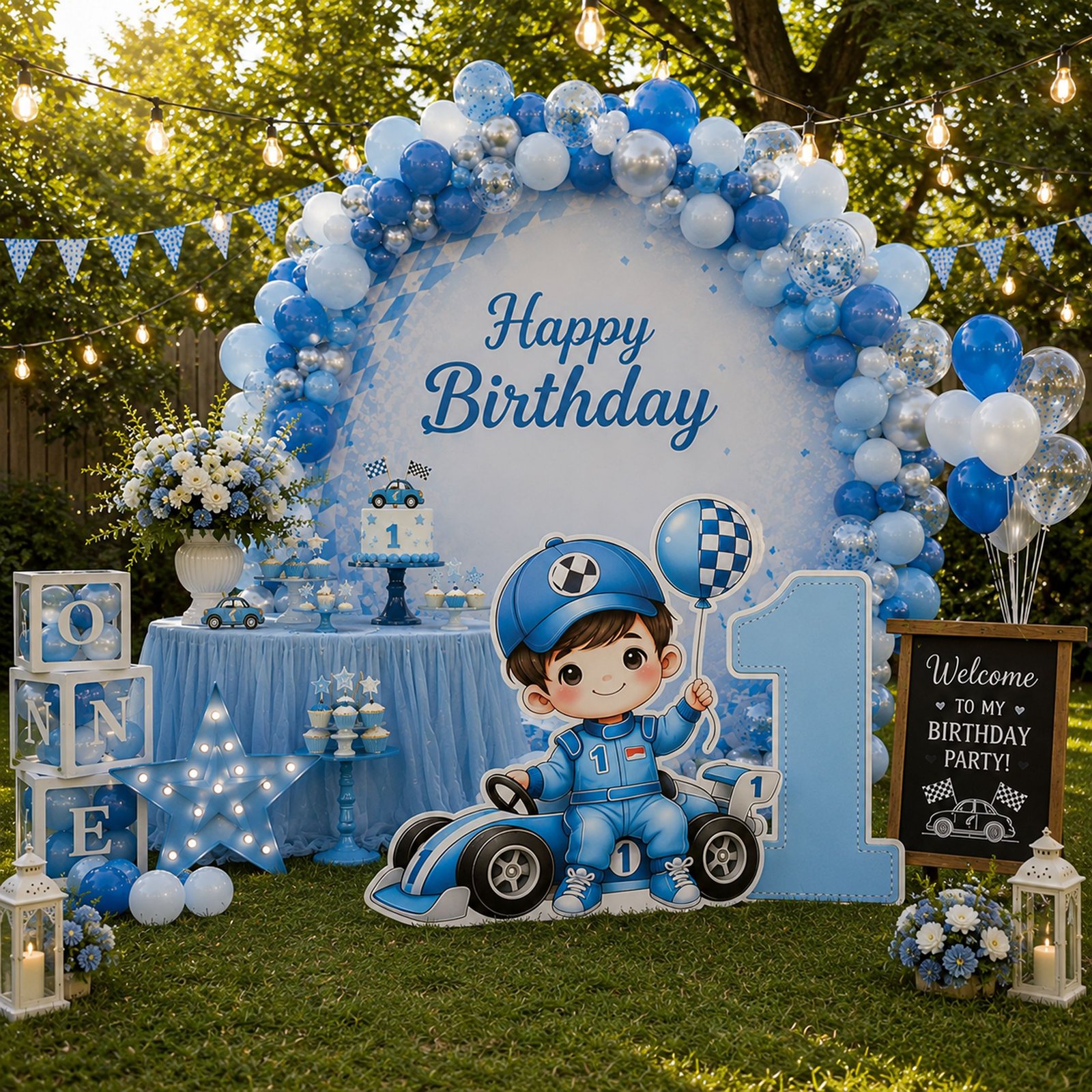Race Car Driver Number One Character Cutout – Racing Birthday Party - Image 3