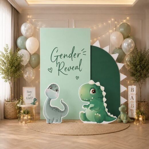 Dinosaur Birthday Backdrop Set with 2 Character Cutouts – 4 Pieces