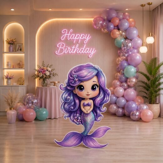 Purple Mermaid Character Cutout – Undersea Princess Party Standee – 1 Piece