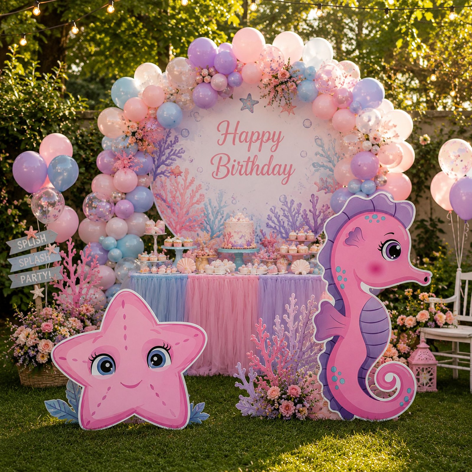 Seahorse & Starfish Undersea Character Cutout Set – Ocean Party Display - Image 3