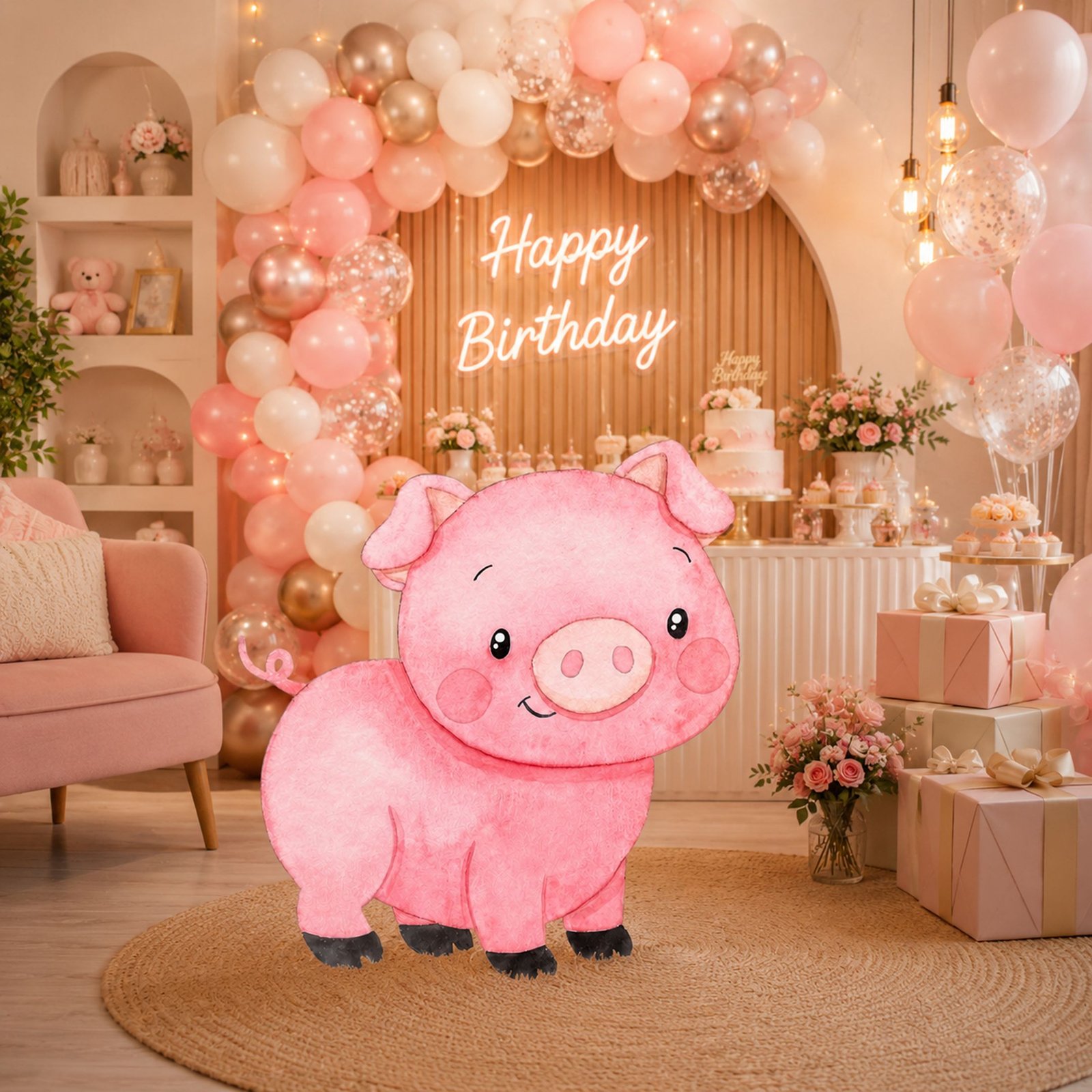 Pink Pig Birthday Character Cutout – Farm Party Standee – 1 Piece - Image 3