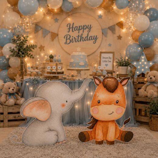 Elephant & Horse Safari Character Cutout Set – Cute Animal Party Display