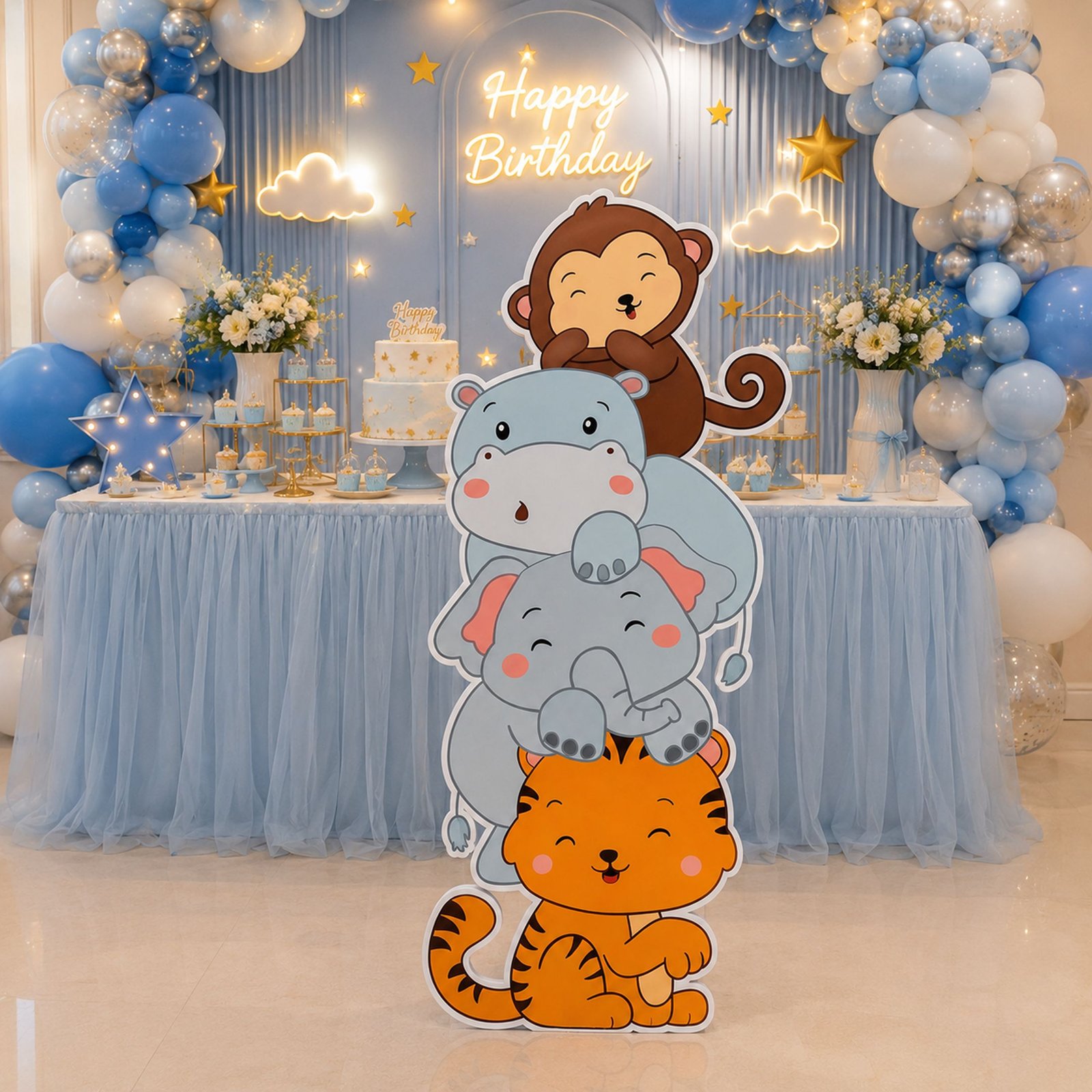 Jungle Safari Animal Tower Character Cutout – Multi-Animal Party Standee - Image 3