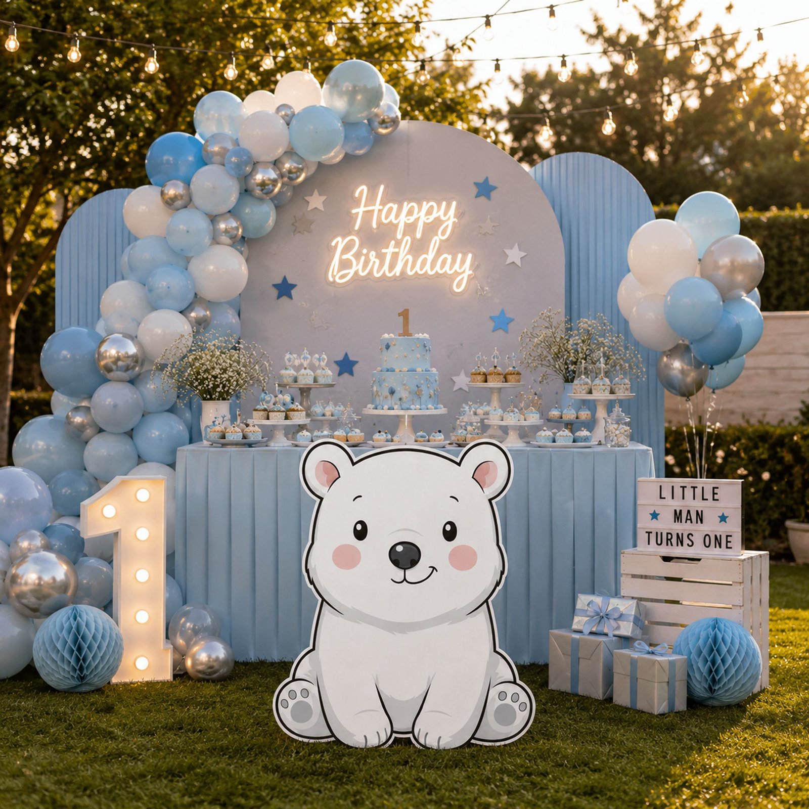 Cute Polar Bear Birthday Character Cutout Winter Party Standee – 1 Piece - Image 3
