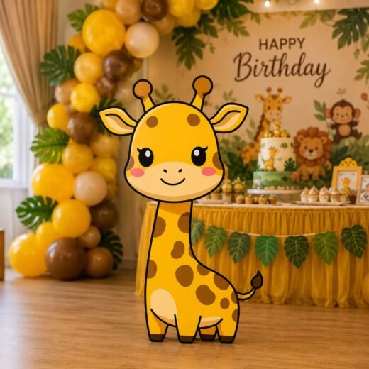 Smiling Giraffe Character Cutout – Jungle Safari Birthday Party Standee
