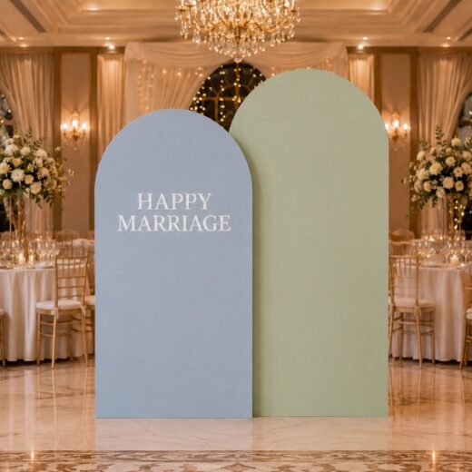 Happy Marriage Double Arch Wedding Backdrop Set – 2 Pieces
